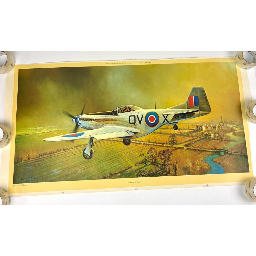 Vtg 1979 Barrie A.F. Clark Returning To Base Venture Prints WWII Aviation Signed